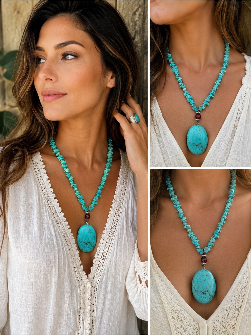 Turquoise Style Boho Statement Necklace Southwestern Western Jewelry